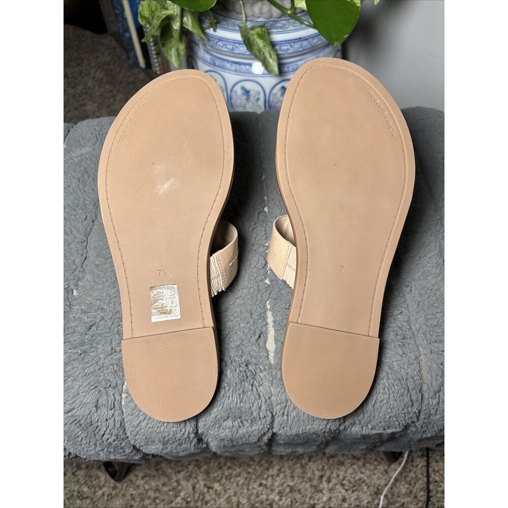 Tory Burch MINI EVERLY FLAT THONG SANDAL IVORY WOMENS SIZE 7.5M - Picture 9 of 11